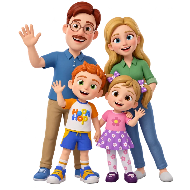 HopaHop family – mother, father, boy and girl